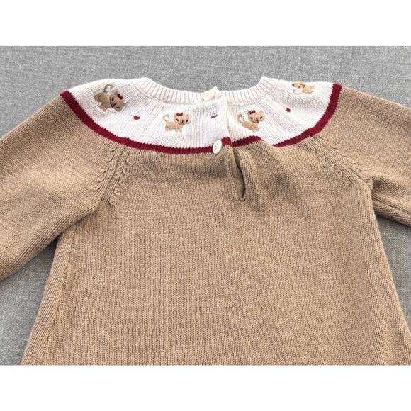 Gymboree Toddler Girls Kitty Cat Heart Sweater dress Tan 6-12mo Bow - Picture 4 of 4